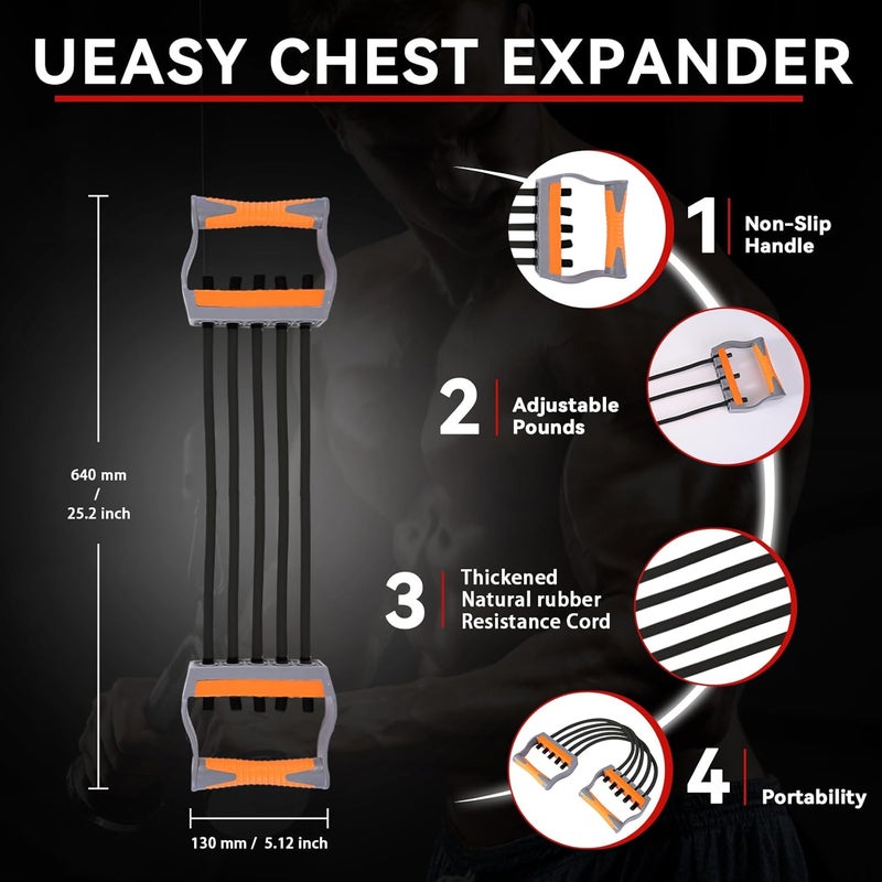 VOPOCO Chest Expander for Men Adjustable Forearm Strengthener with Removable Tubes Arm Trainer for Arm Chest Back Muscles Chest Upper Body Workout Equipment for Home Gym Fitness Muscle Training Exercise - Image 4